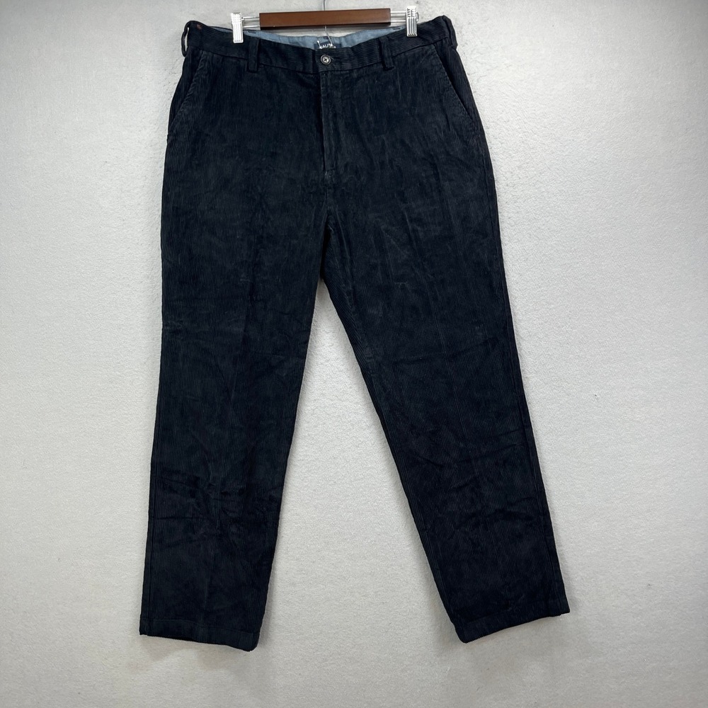 Nautica Corduroy Pants Men 38x30 Black The Deck Pant Straight Cord Casual Preppy